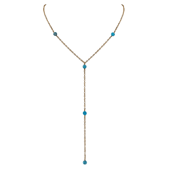 Bronze Apatite Dainty Crystal Lariat Necklace