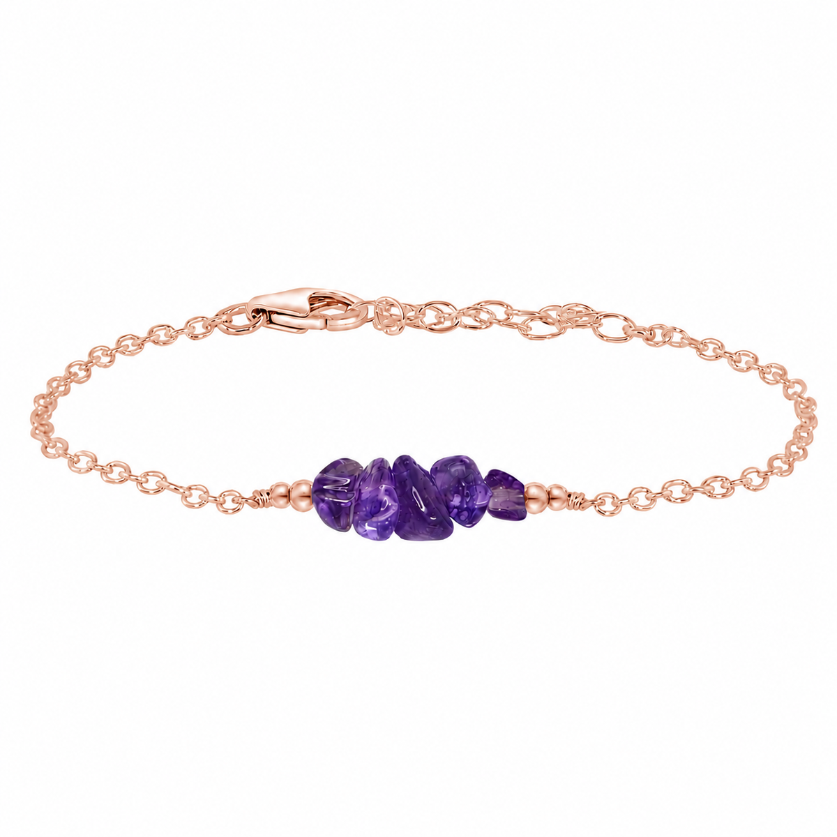 Amethyst Crystal Chip Bead Bar Bracelet