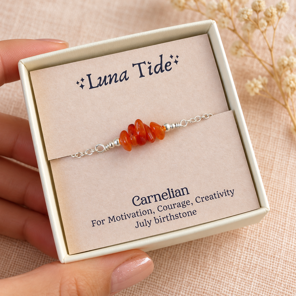 Carnelian Crystal Chip Bead Bar Bracelet