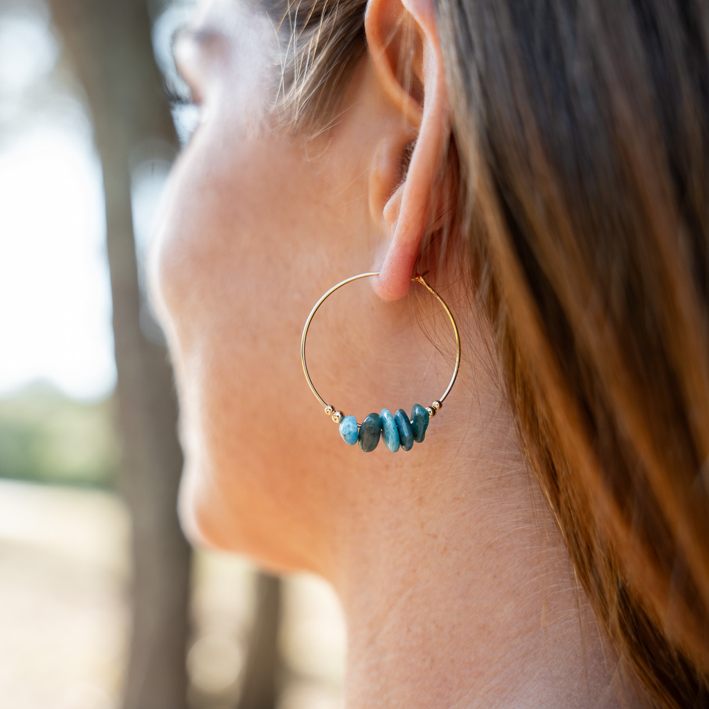 Apatite Crystal Chip Large Hoop Earrings