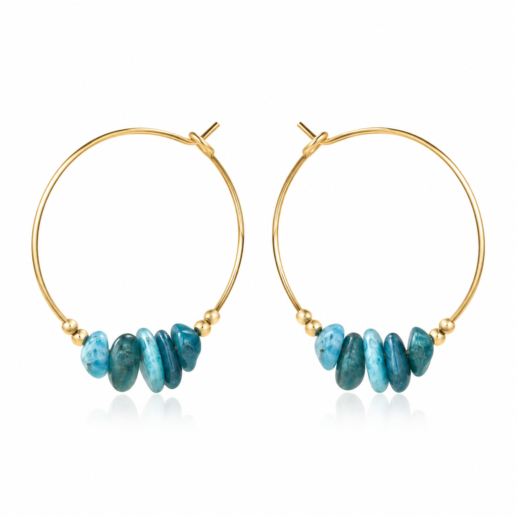 Apatite Crystal Chip Large Hoop Earrings