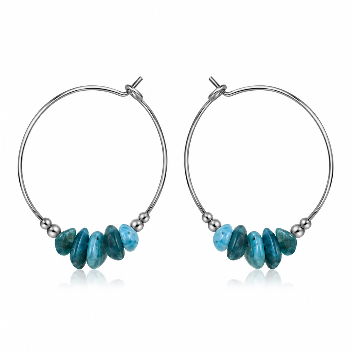 Apatite Crystal Chip Large Hoop Earrings