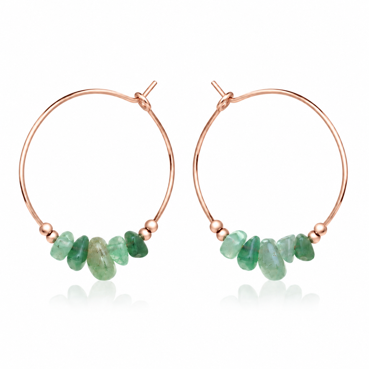 Aventurine Crystal Chip Large Hoop Earrings