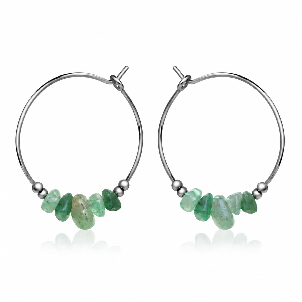 Aventurine Crystal Chip Large Hoop Earrings