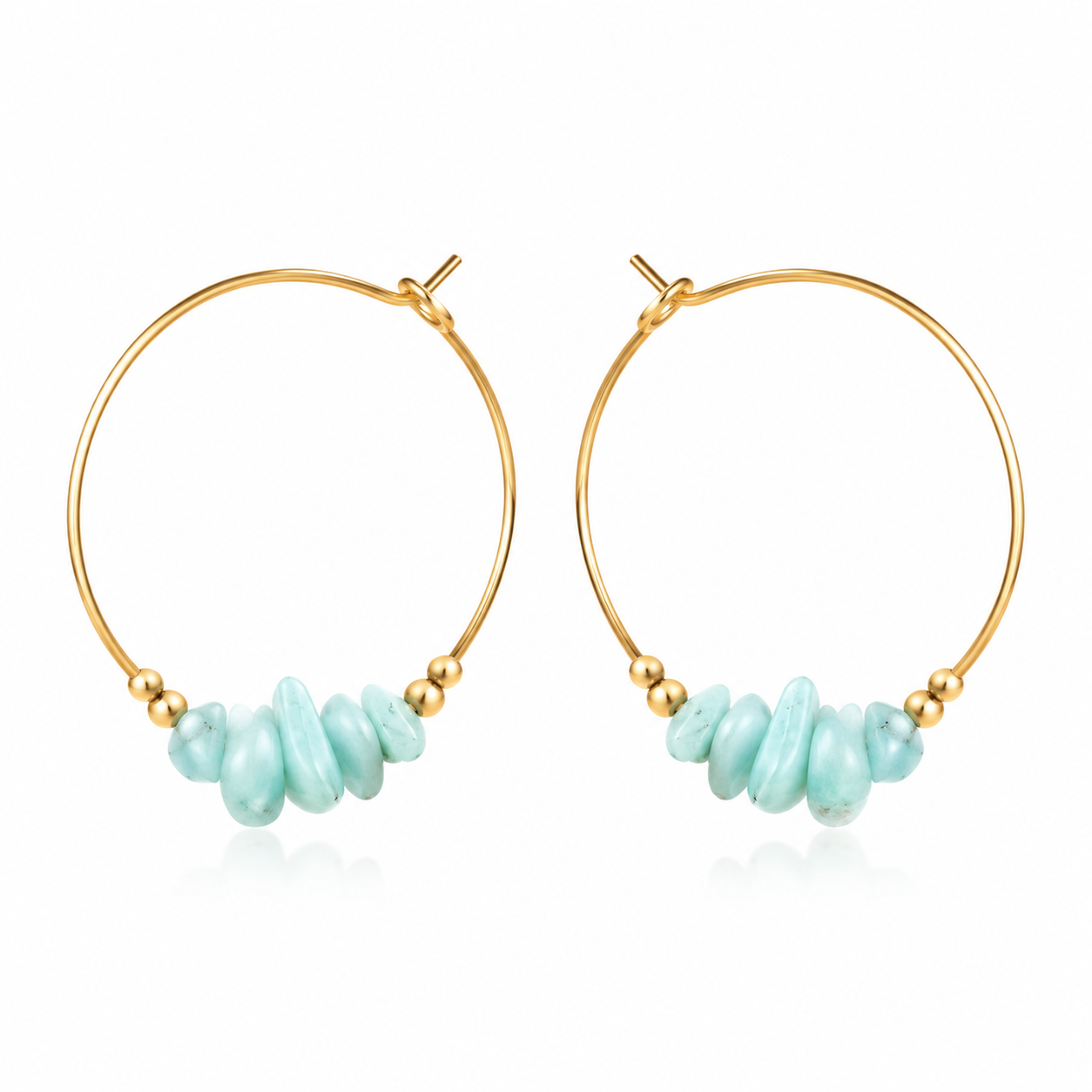 Amazonite Crystal Chip Large Hoop Earrings