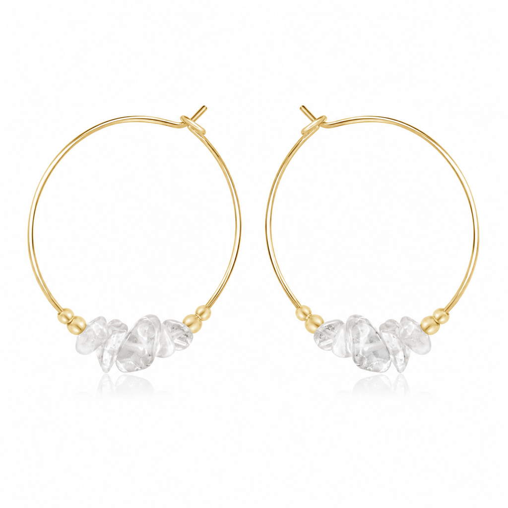 Crystal Quartz Chip Large Hoop Earrings