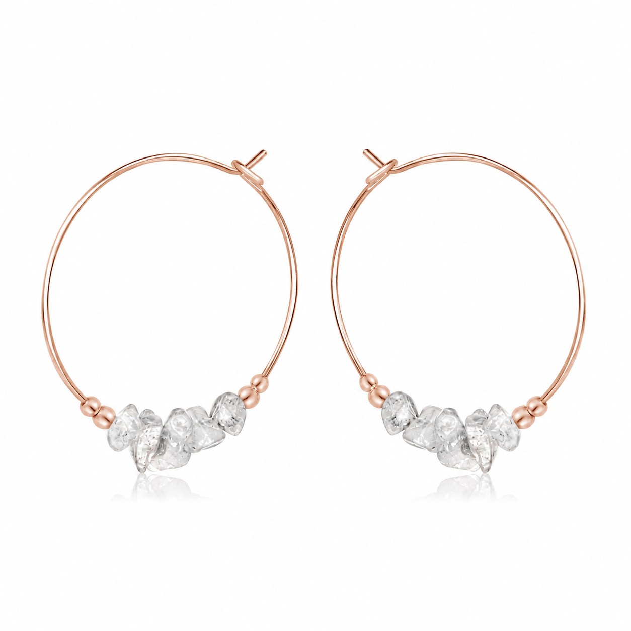 Crystal Quartz Chip Large Hoop Earrings
