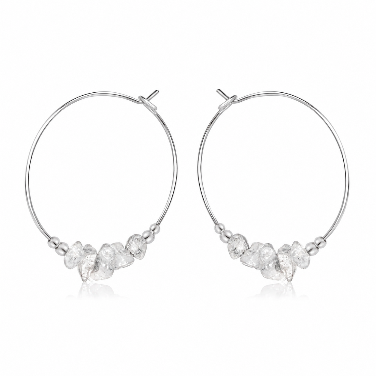 Crystal Quartz Chip Large Hoop Earrings