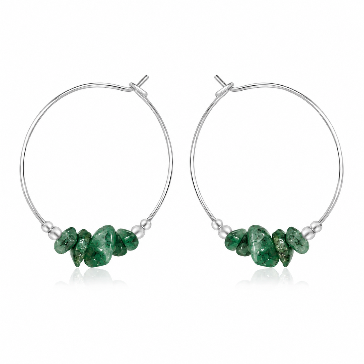Emerald Crystal Chip Large Hoop Earrings