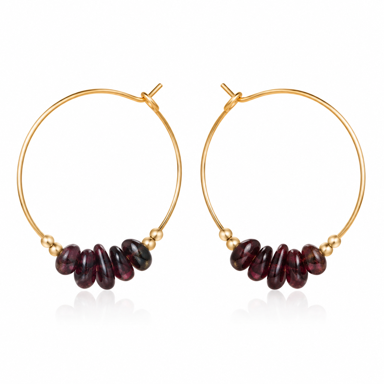 Garnet Crystal Chip Large Hoop Earrings