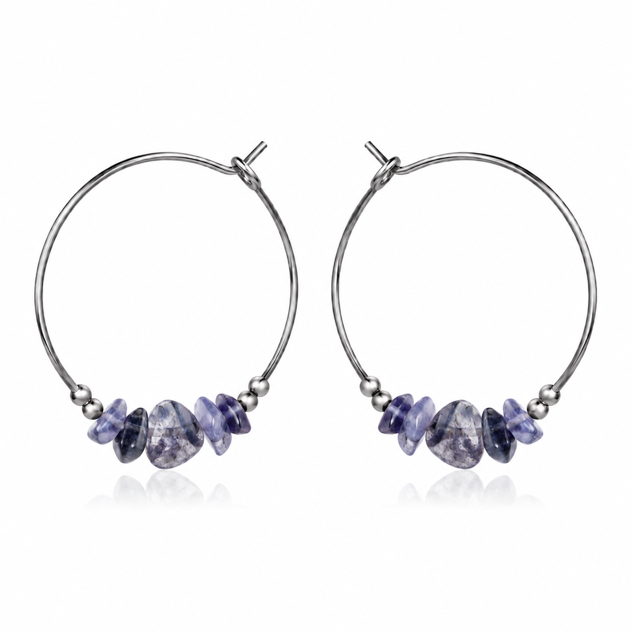 Iolite Crystal Chip Large Hoop Earrings