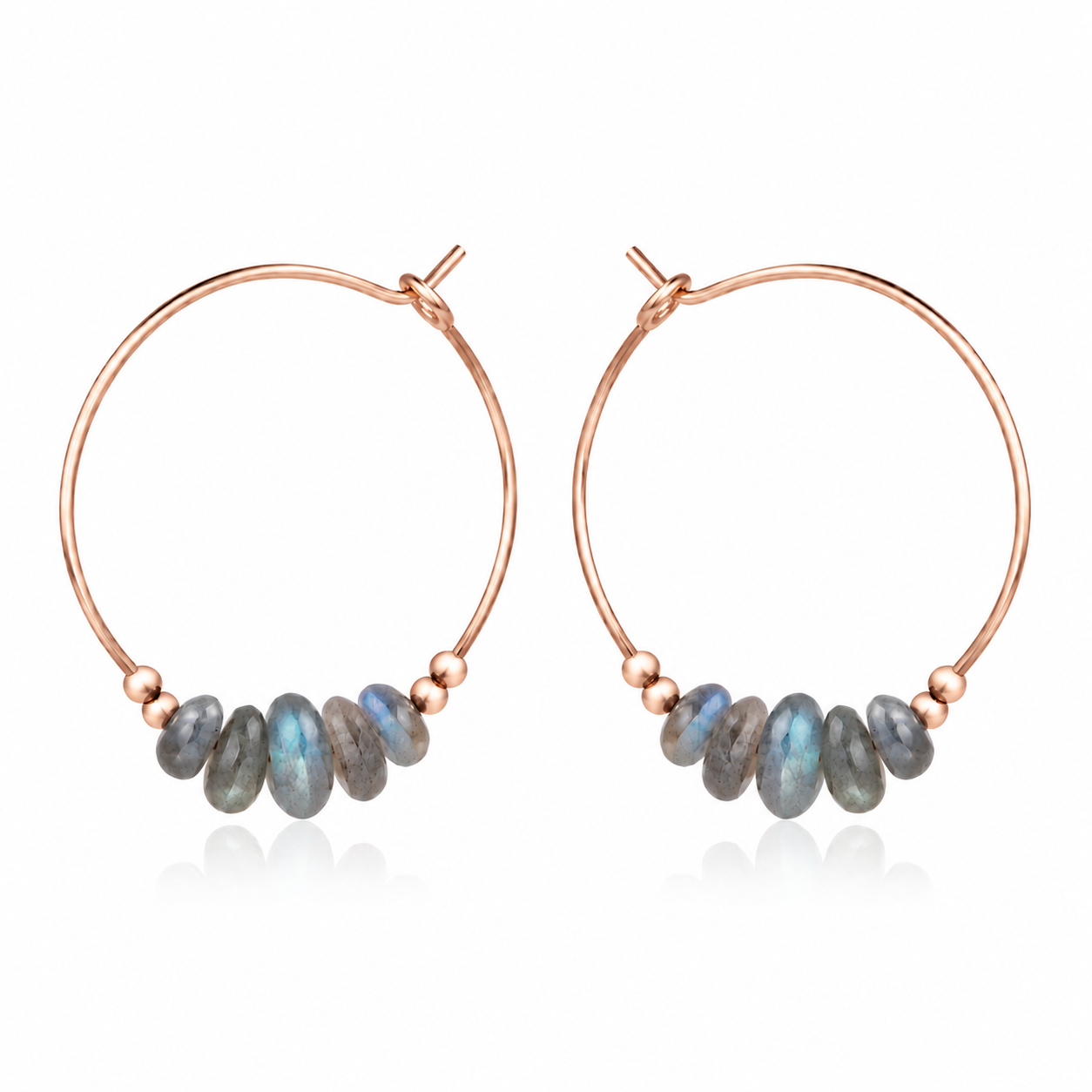 Labradorite Crystal Chip Large Hoop Earrings