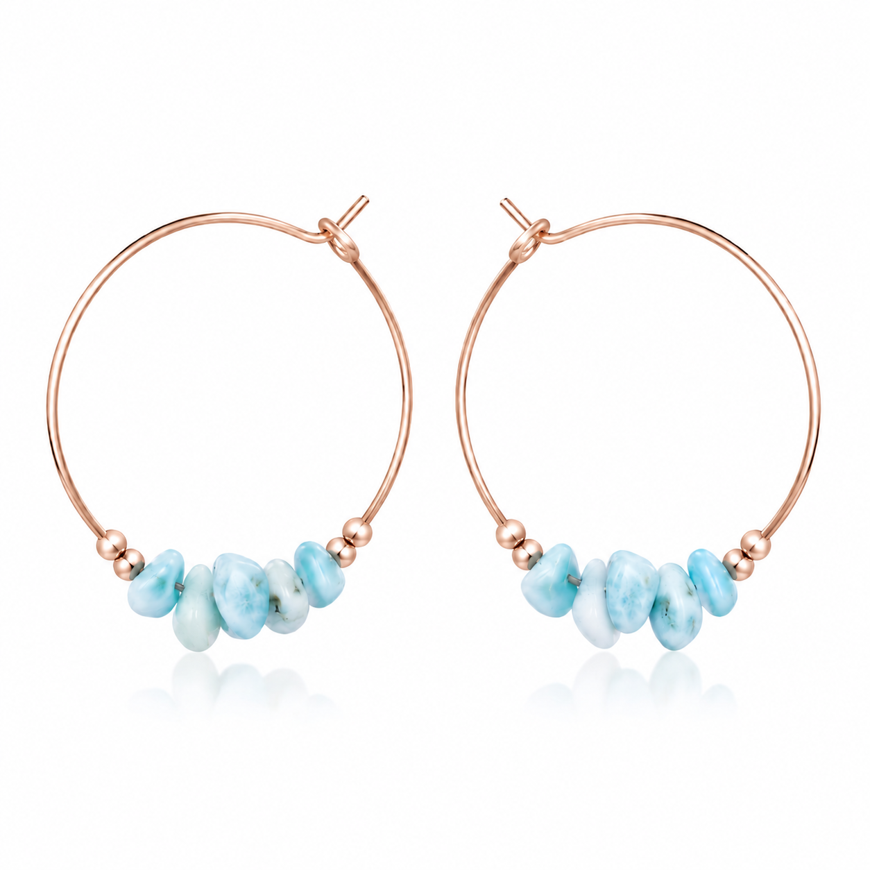 Larimar Crystal Chip Large Hoop Earrings