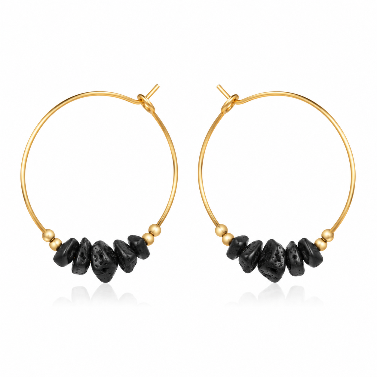 Lava Stone Chip Large Hoop Earrings