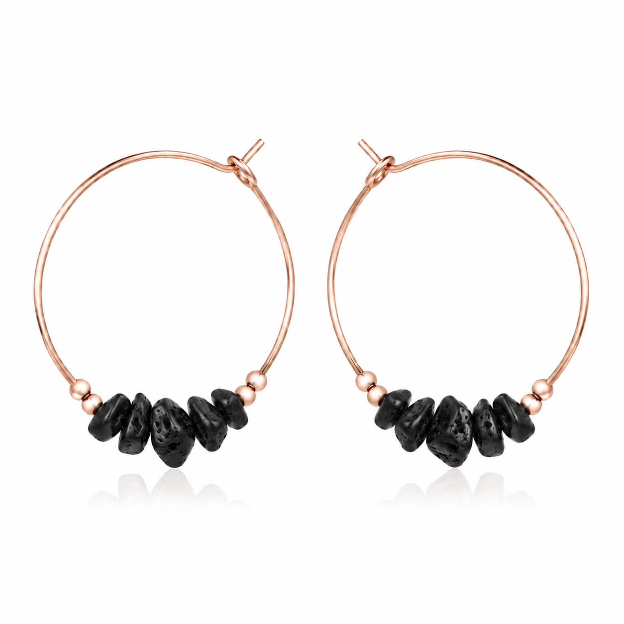 Lava Stone Chip Large Hoop Earrings