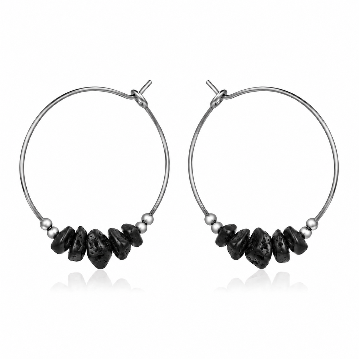 Lava Stone Chip Large Hoop Earrings