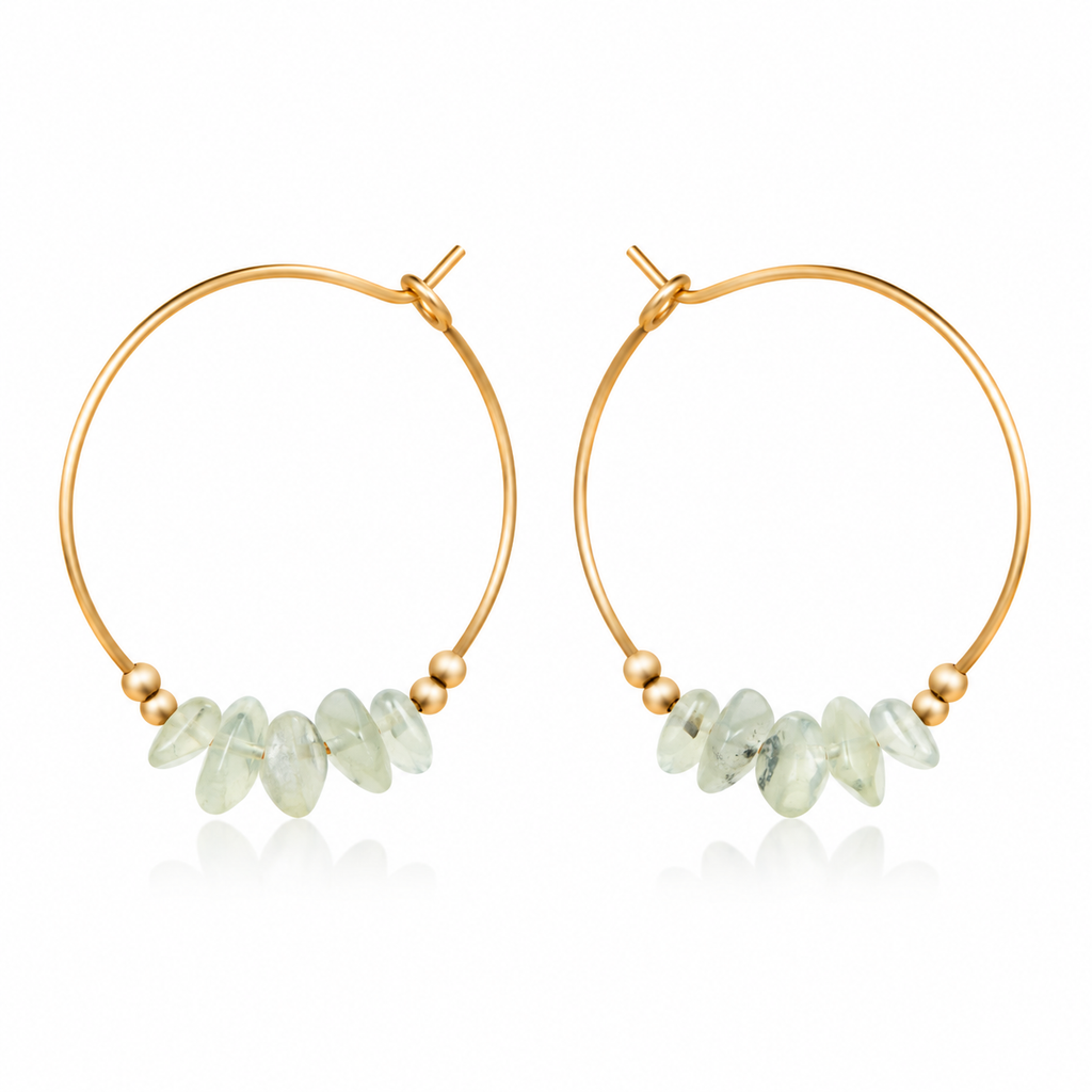 Prehnite Crystal Chip Large Hoop Earrings