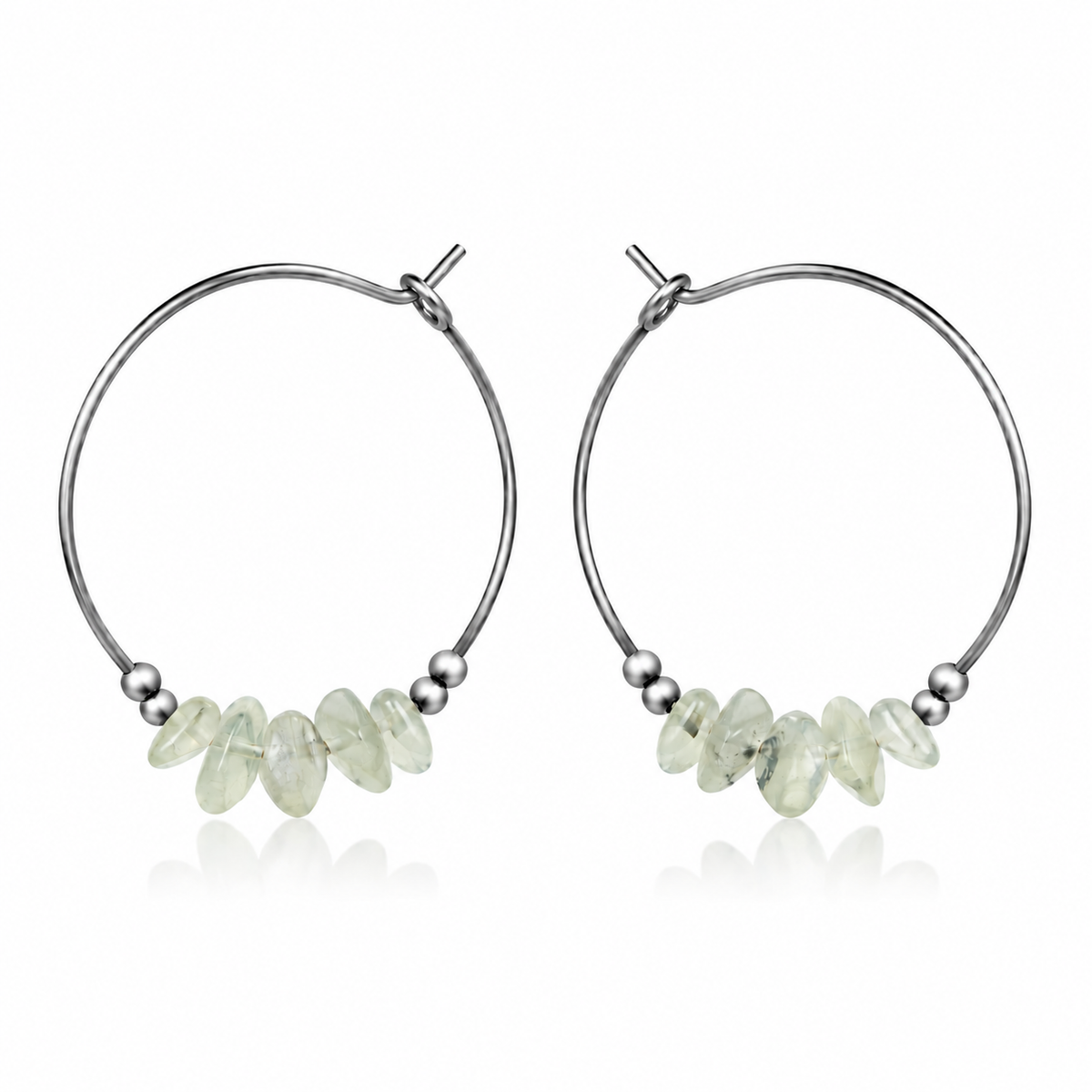Prehnite Crystal Chip Large Hoop Earrings