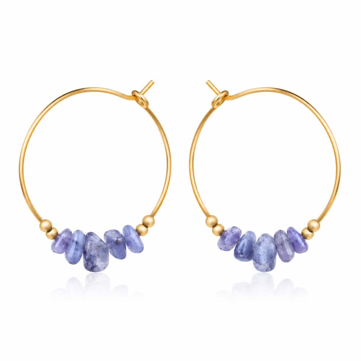 Tanzanite Crystal Chip Large Hoop Earrings