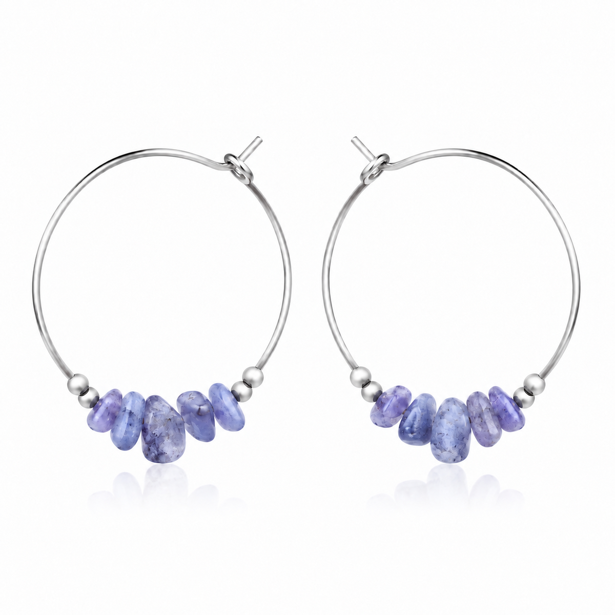 Tanzanite Crystal Chip Large Hoop Earrings