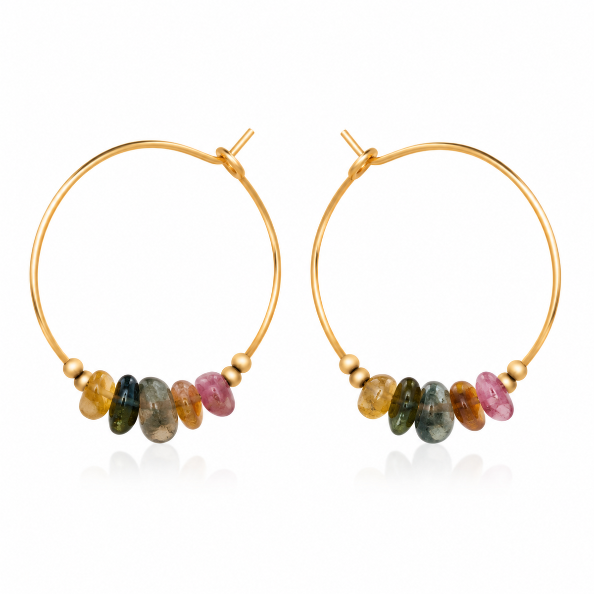 Rainbow Tourmaline Crystal Chip Large Hoop Earrings