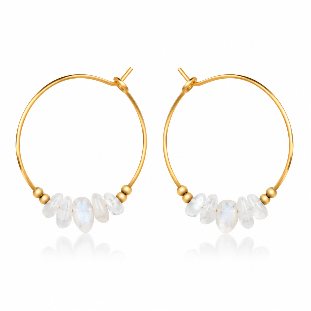 White Moonstone Crystal Chip Large Hoop Earrings