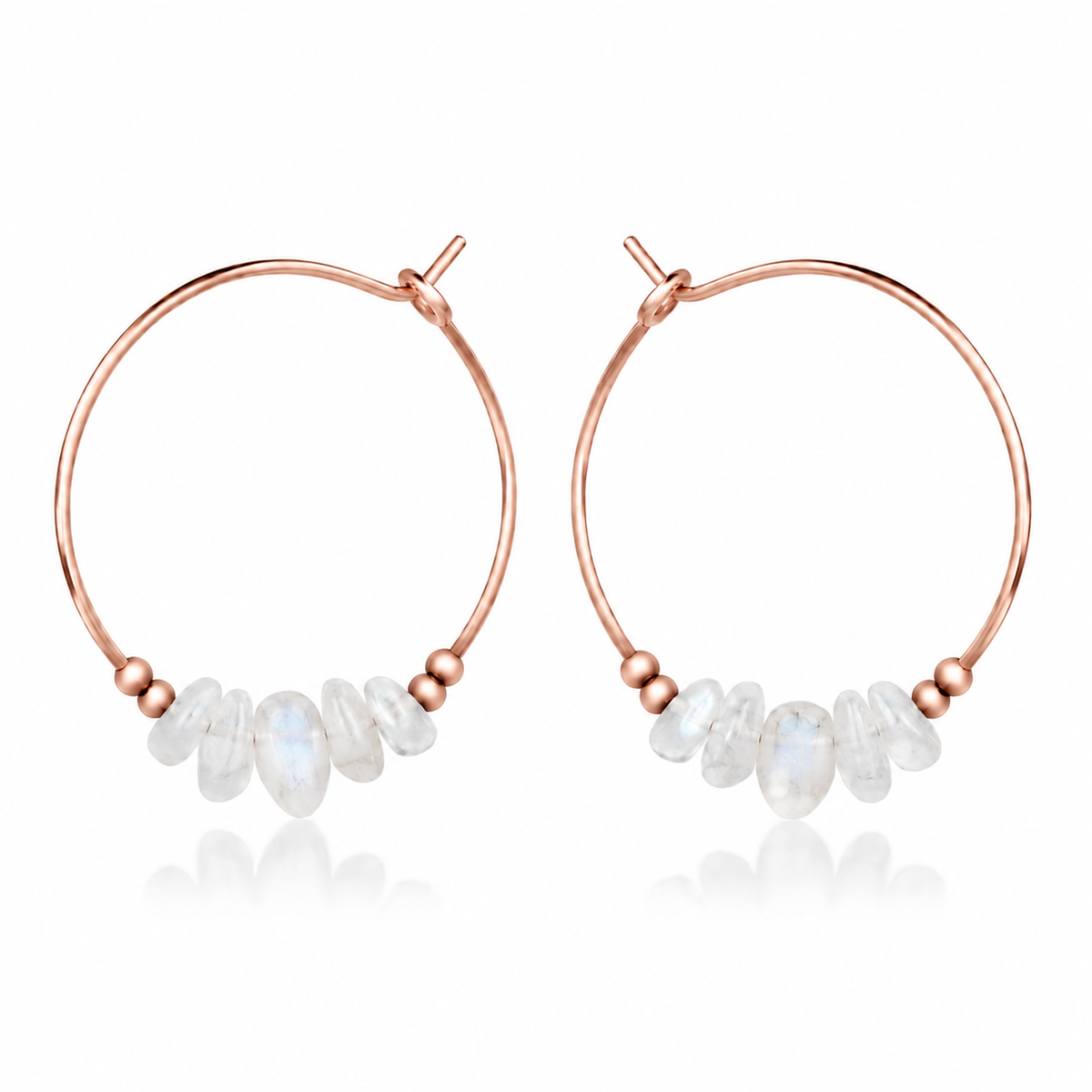 White Moonstone Crystal Chip Large Hoop Earrings