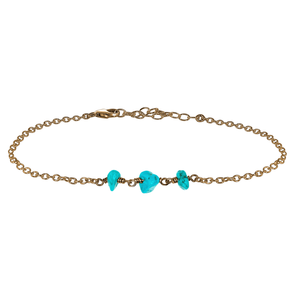 Bronze Turquoise Gemstone Beaded Chain Anklet