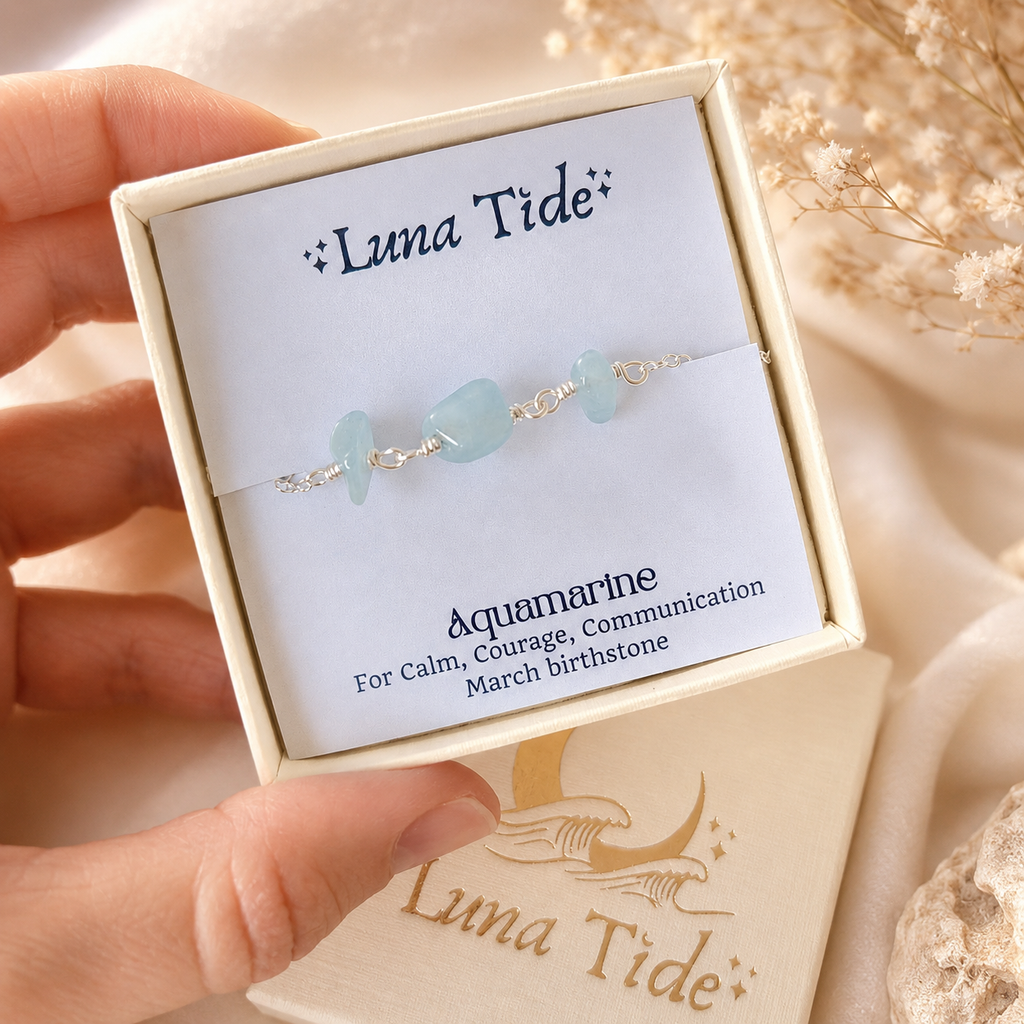 Aquamarine Beaded Chain Anklet