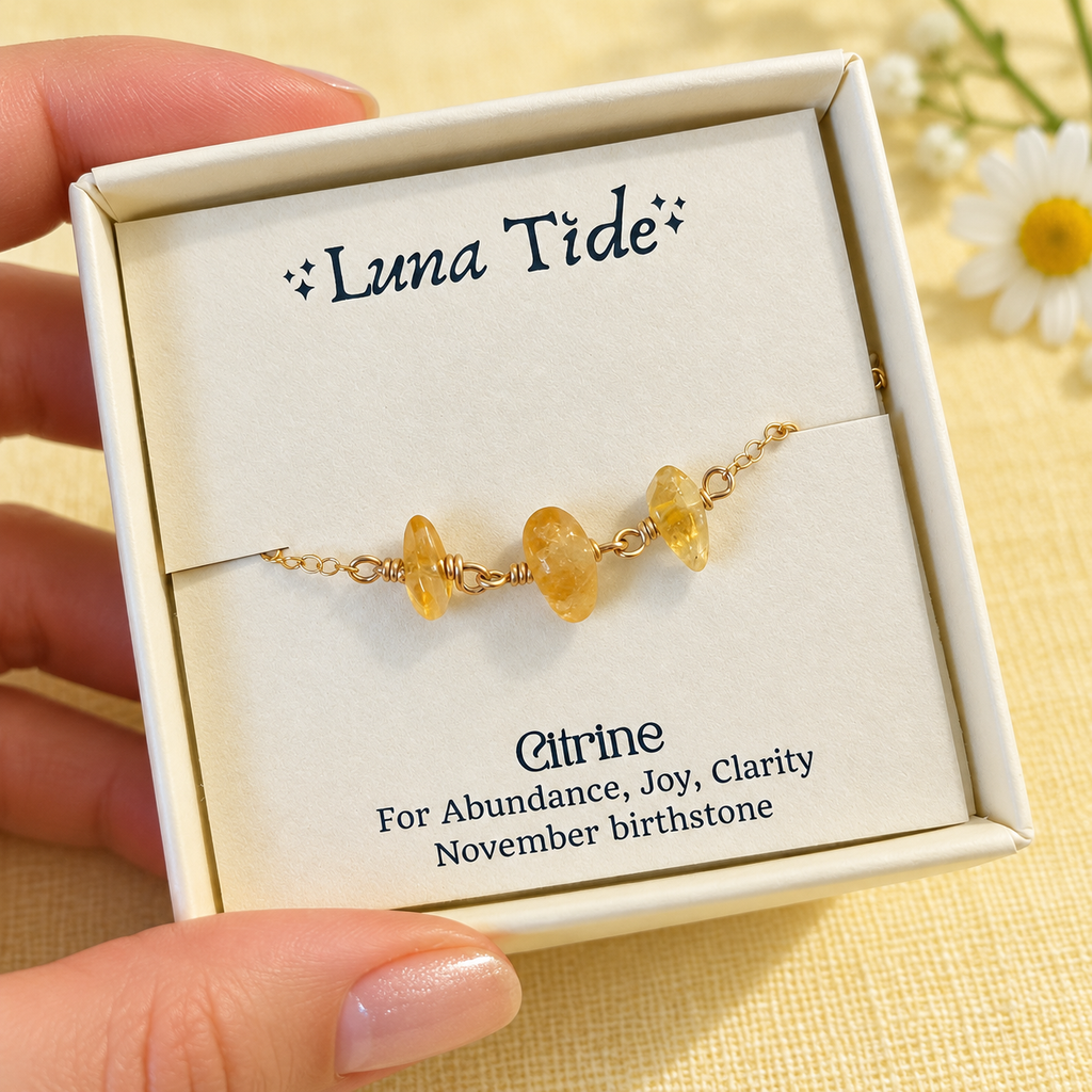 Citrine Crystal Beaded Chain Anklet