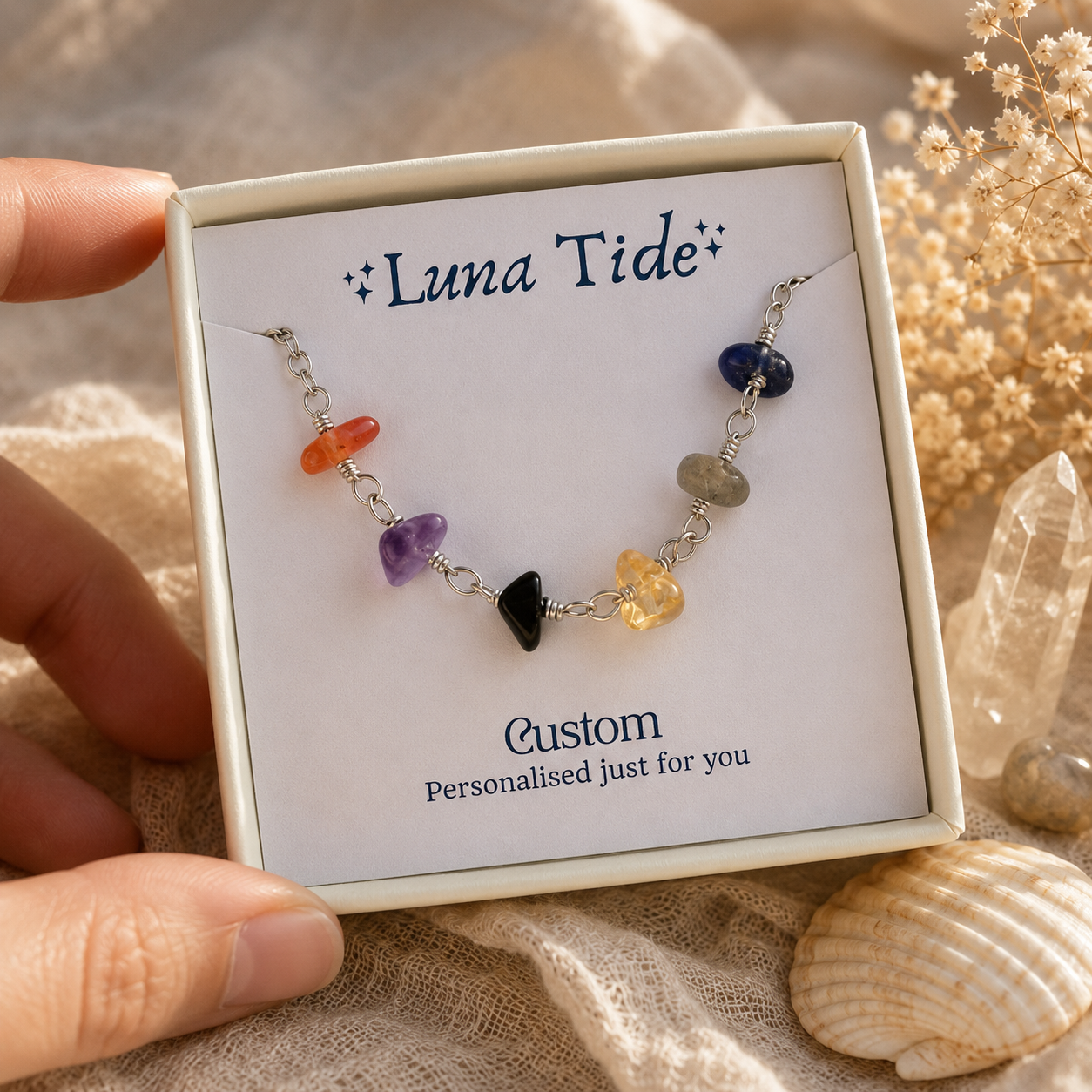 Custom Gemstone Beaded Chain Necklace