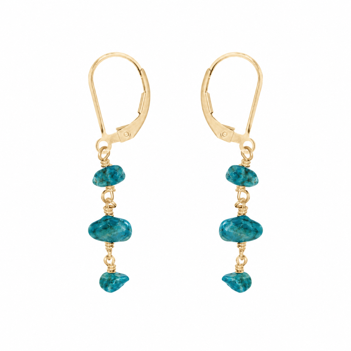 Apatite Crystal Beaded Chain Dangle Leverback Earrings