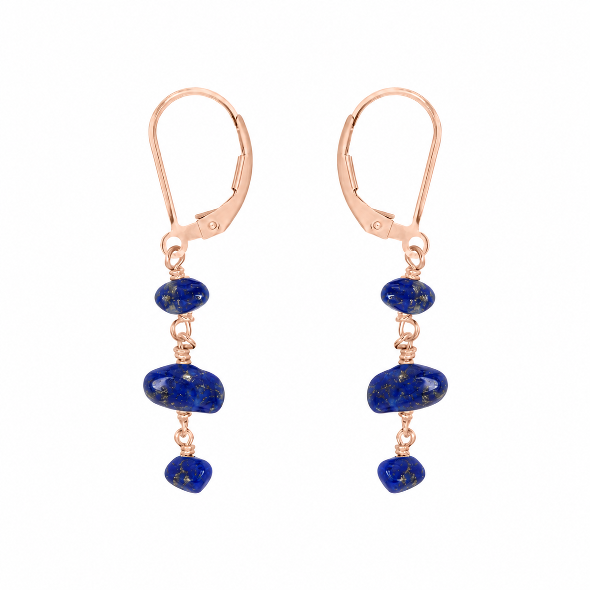 Lapis Lazuli Crystal Beaded Chain Dangle Leverback Earrings