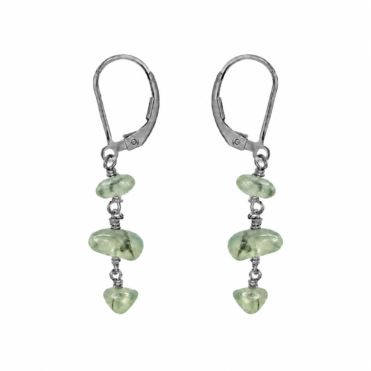Prehnite Crystal Beaded Chain Dangle Leverback Earrings