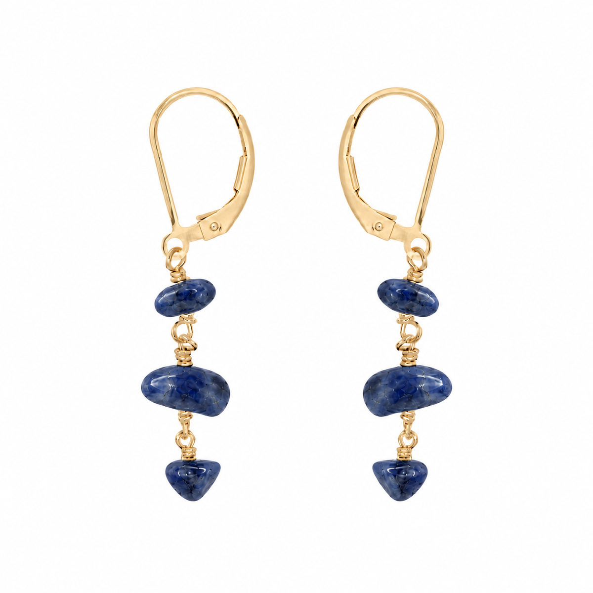 Sapphire Crystal Beaded Chain Dangle Leverback Earrings