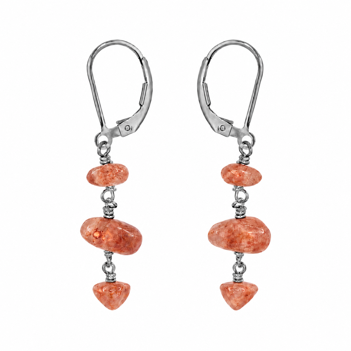Sunstone Crystal Beaded Chain Dangle Leverback Earrings
