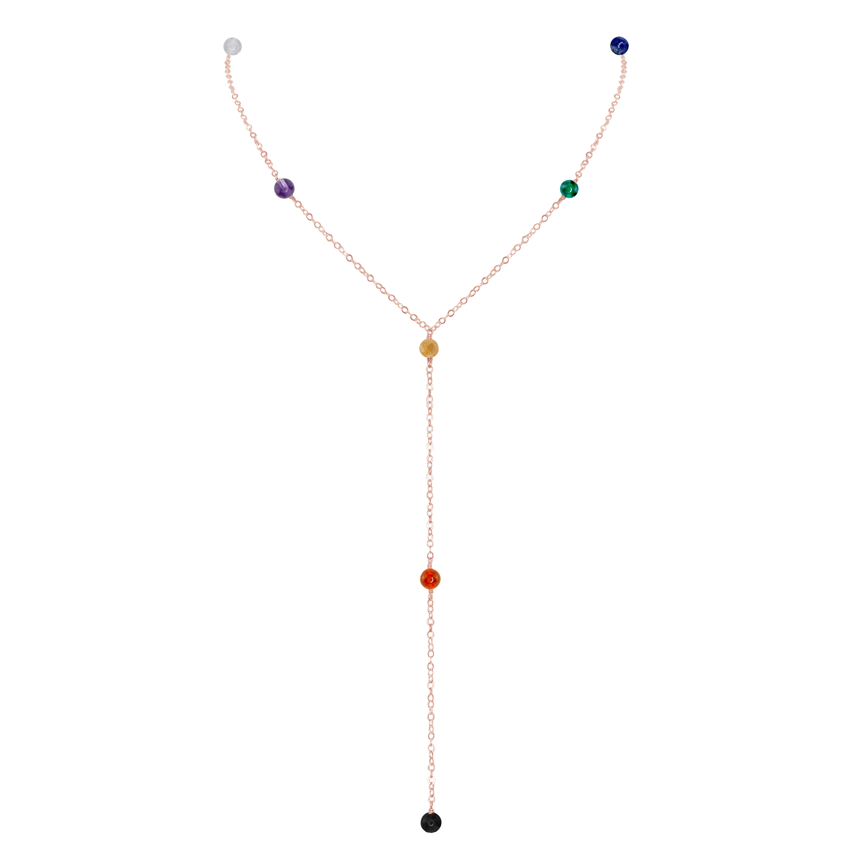 Dainty Chakra Crystals Lariat Necklace