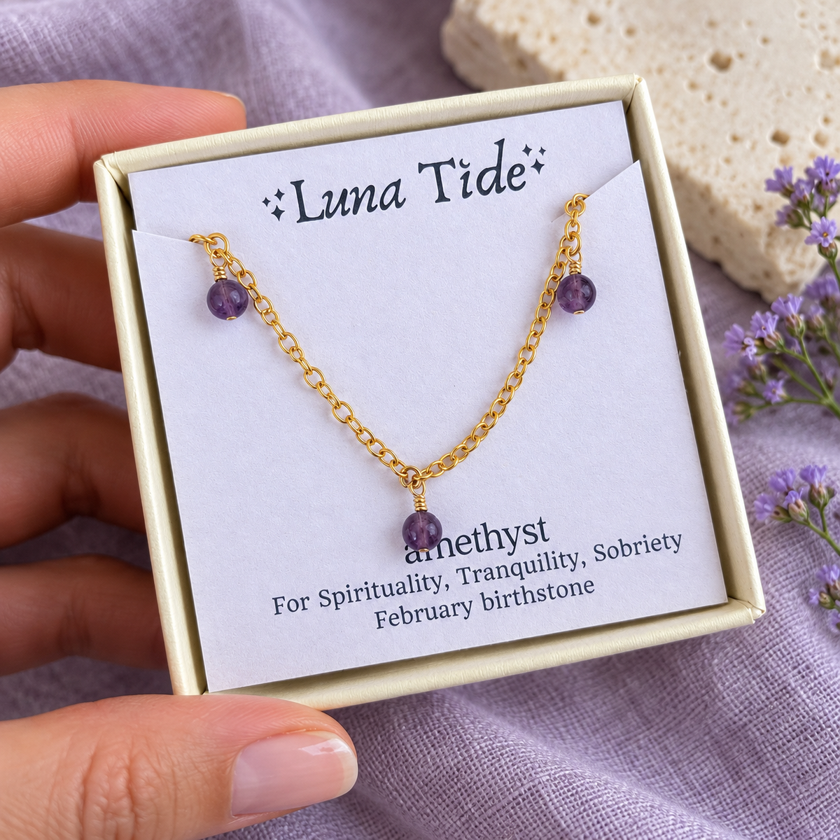 Boho Amethyst Bead Drop Anklet