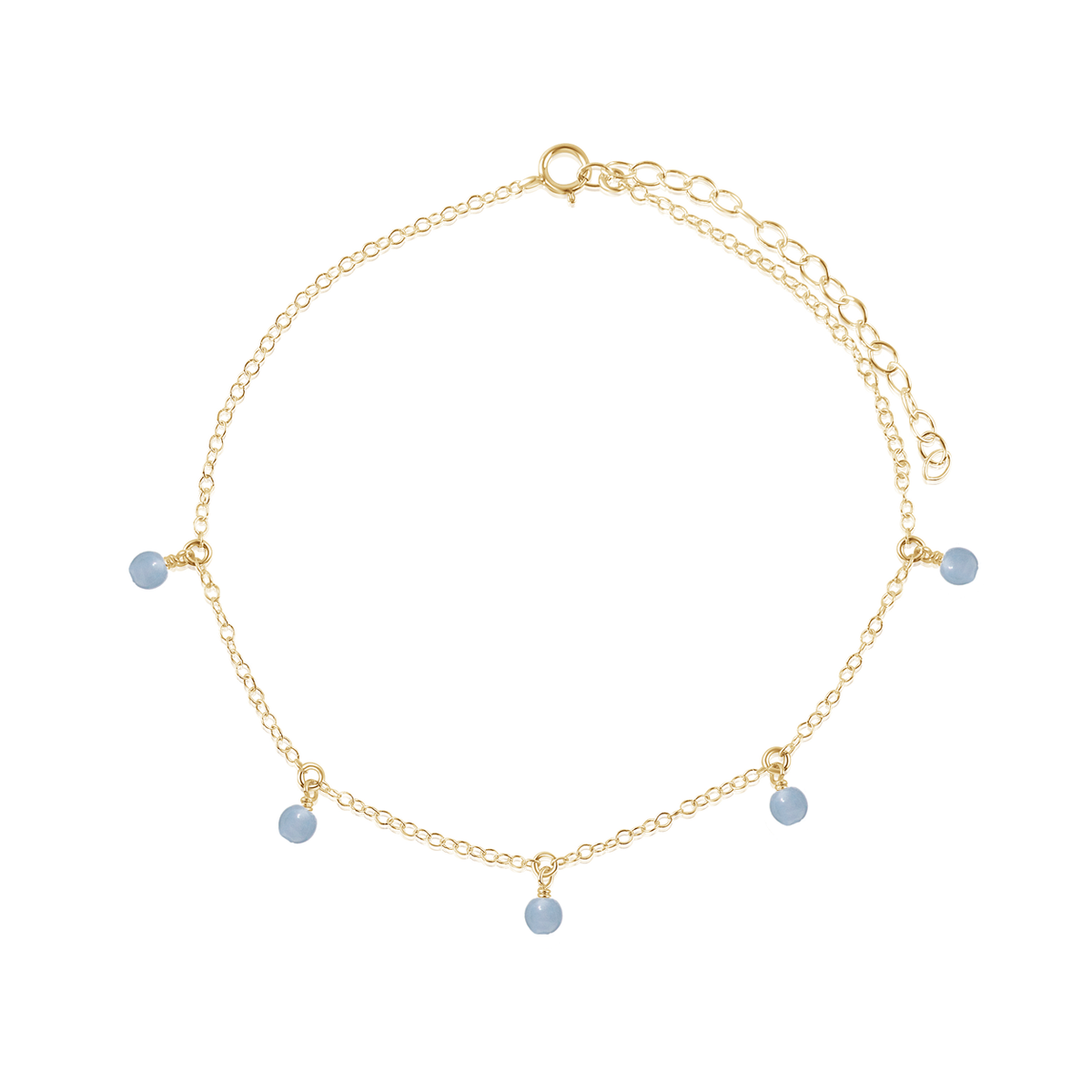 Boho Angelite Gemstone Bead Drop Anklet