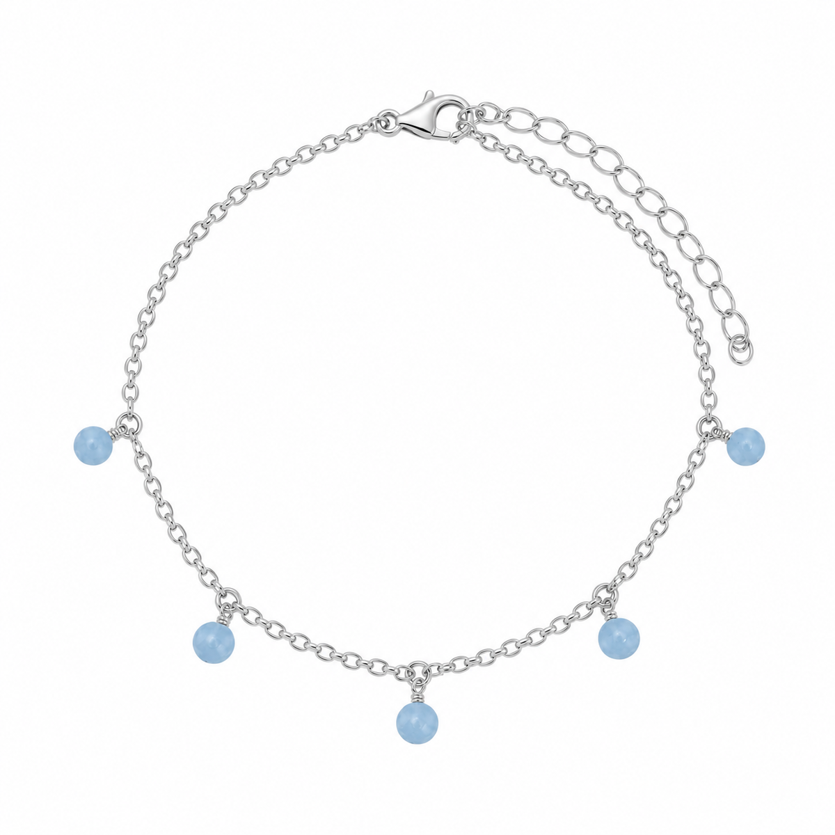 Boho Angelite Gemstone Bead Drop Anklet