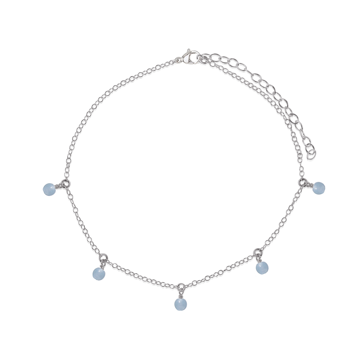 Boho Angelite Gemstone Bead Drop Anklet