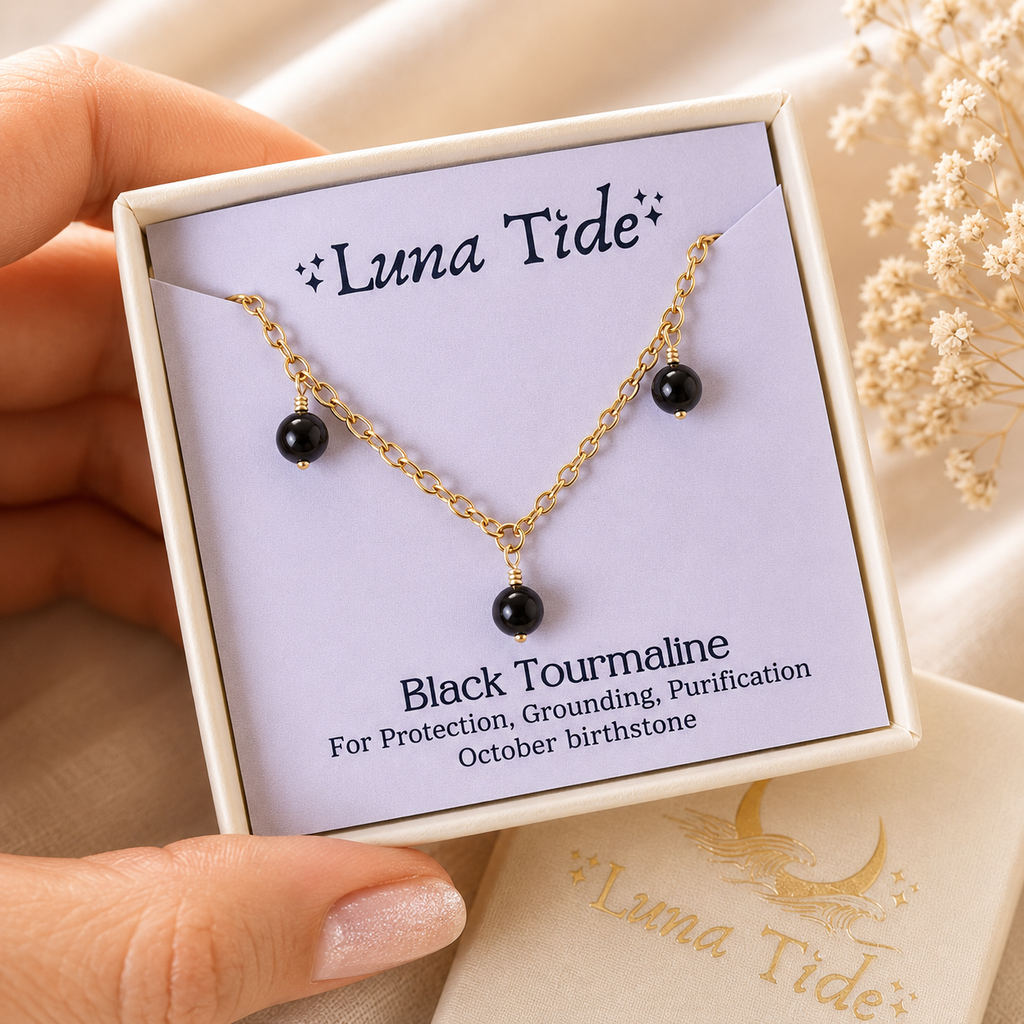 Boho Black Tourmaline Gemstone Bead Drop Anklet