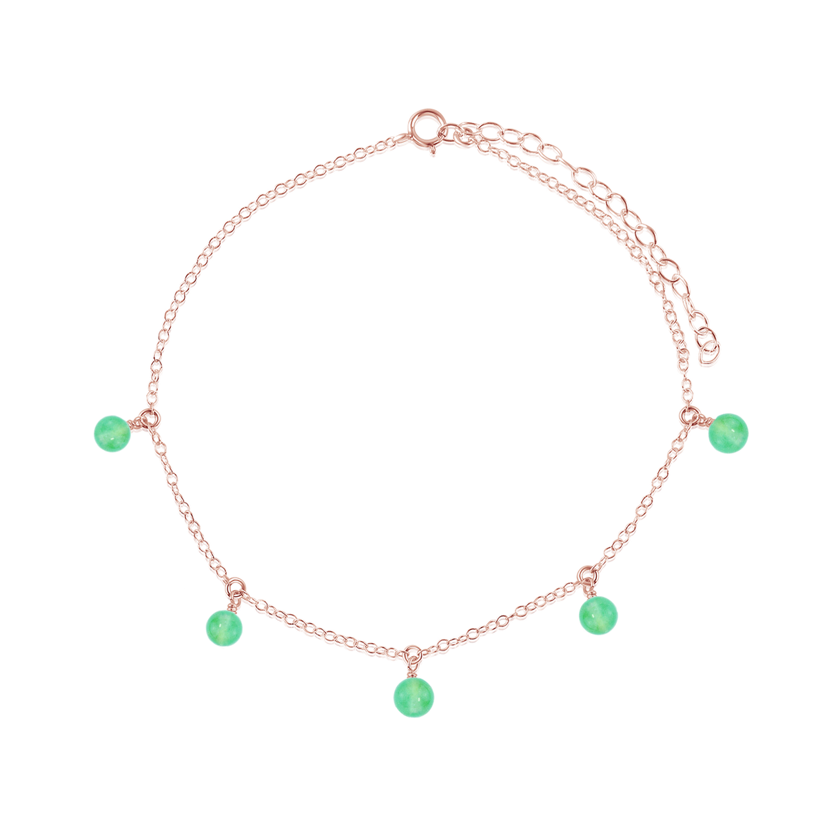 Boho Chrysoprase Gemstone Bead Drop Anklet