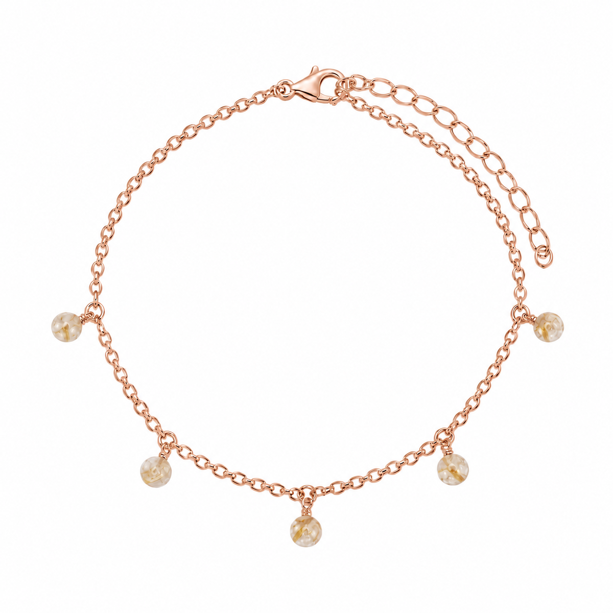 Boho Golden Rutilated Quartz Gemstone Bead Drop Anklet