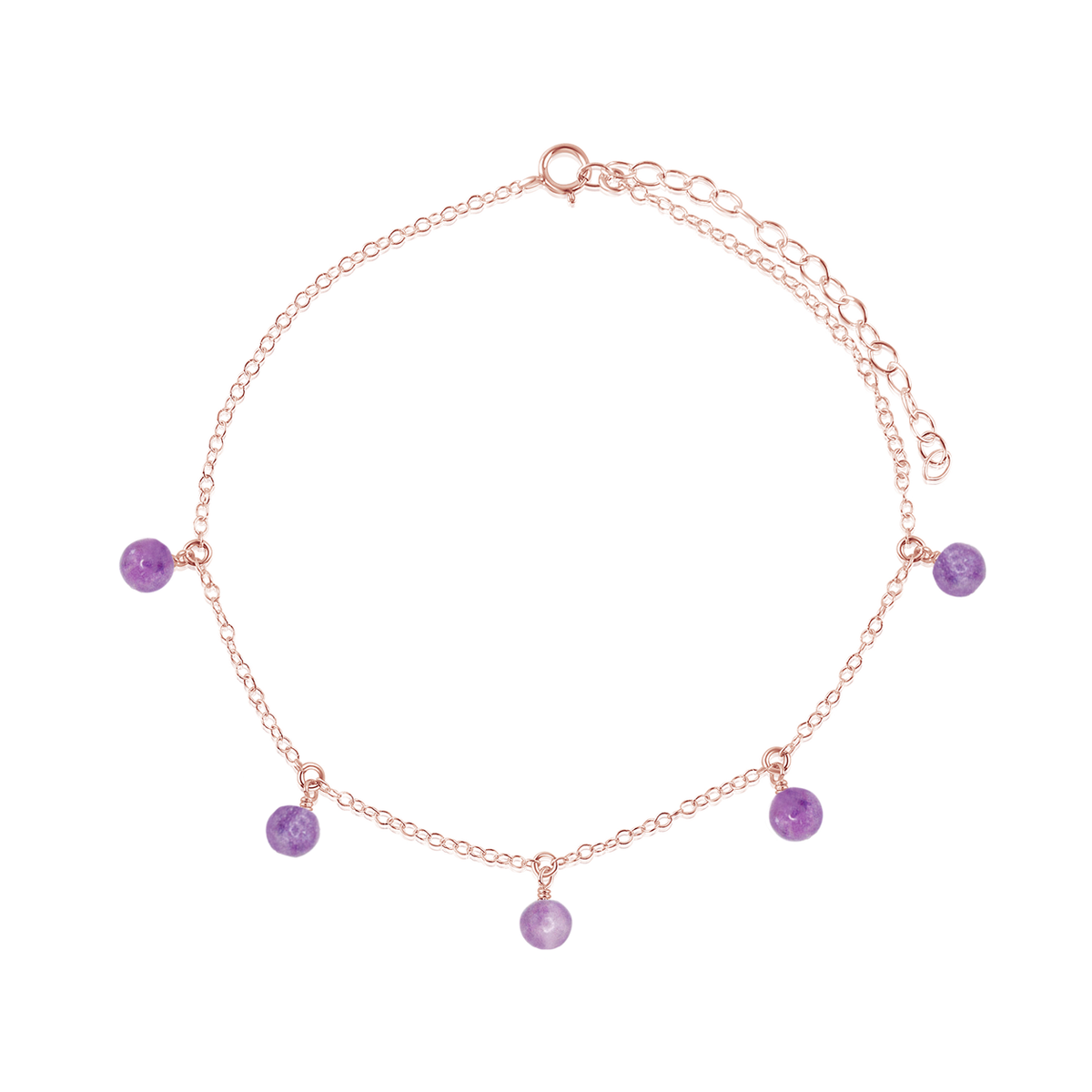 Boho Lepidolite Gemstone Bead Drop Anklet