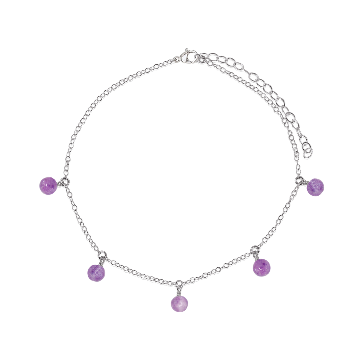 Boho Lepidolite Gemstone Bead Drop Anklet