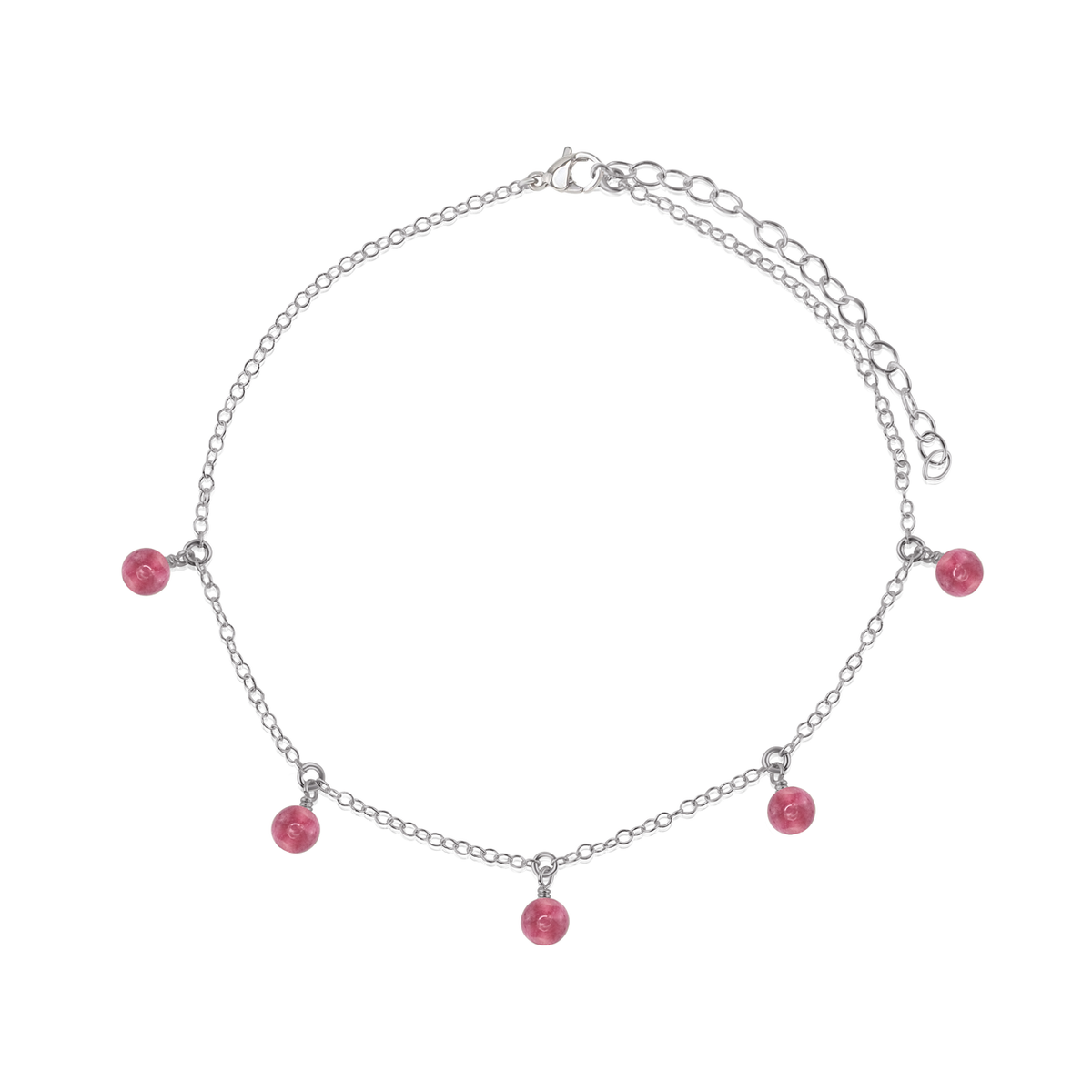 Boho Pink Tourmaline Gemstone Bead Drop Anklet