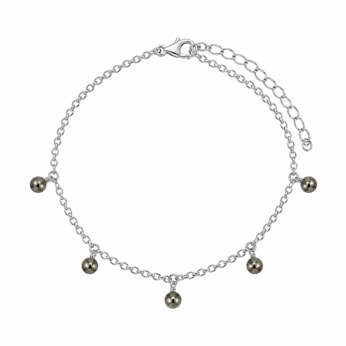 Boho Pyrite Gemstone Bead Drop Anklet