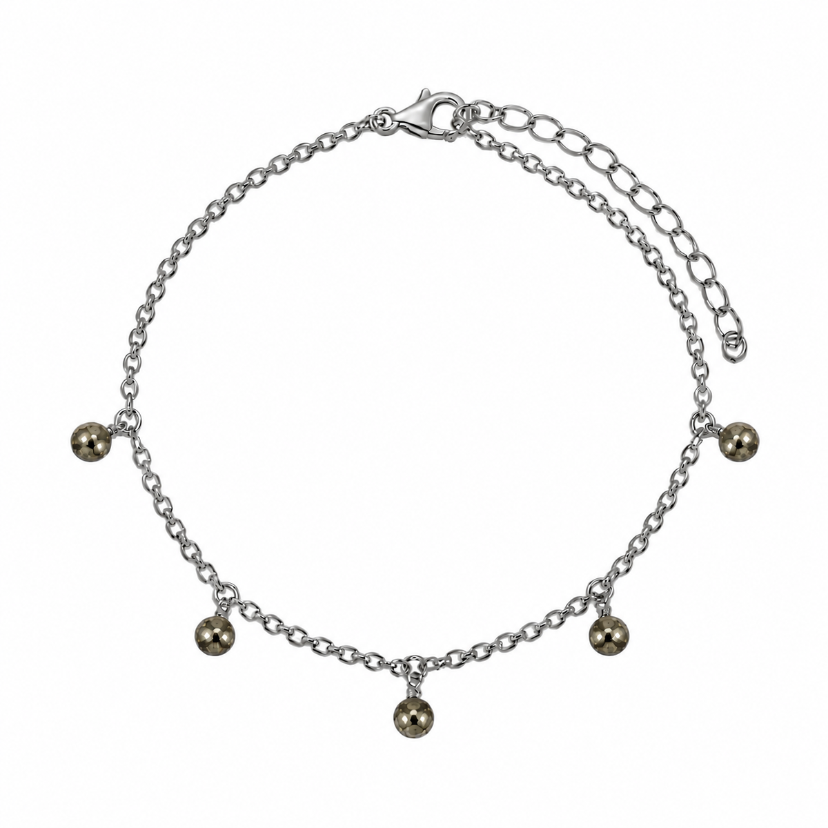Boho Pyrite Gemstone Bead Drop Anklet