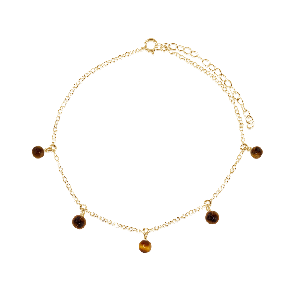 Boho Tiger's Eye Gemstone Bead Drop Anklet